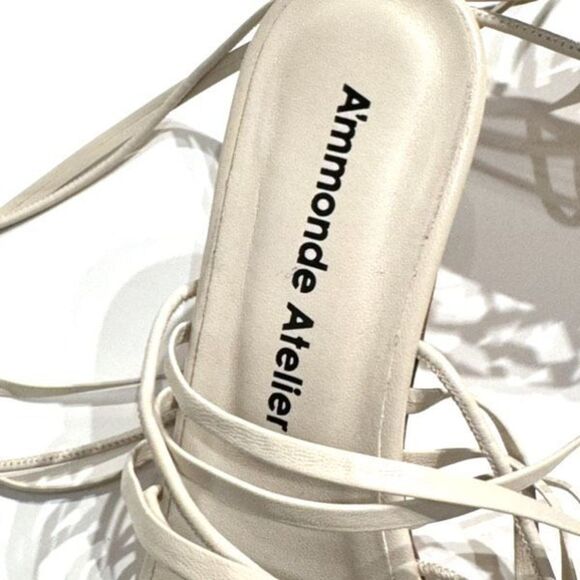 A’mmonde Atelier Aria 75 Sandal Multi Strap Wraparound Heels Ivory 7.5 - Picture 7 of 11